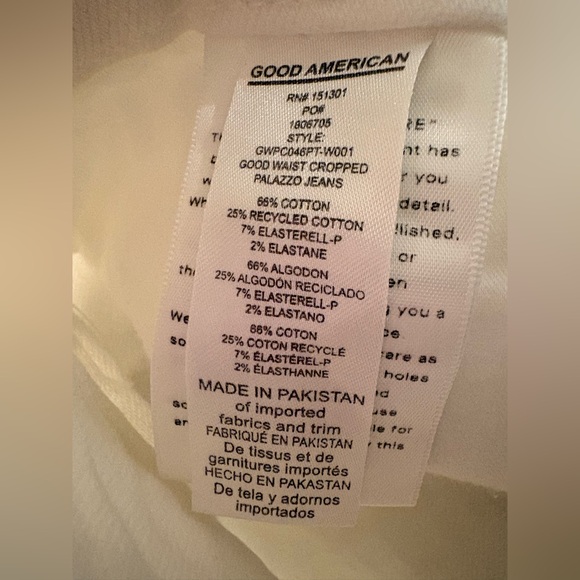 Good American good waist cropped palazzo jeans in white size 14 - Picture 10 of 10